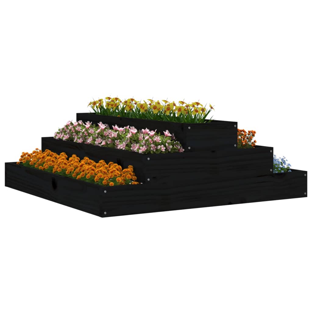 Boîte de planification Vidaxl 80x80x27 cm en pin solide noir