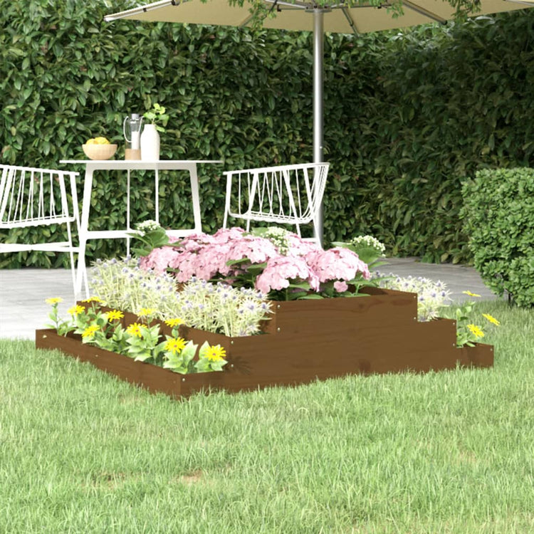 Boîte de planification de Vidaxl 110x110x27 cm Brown de miel de pin massif
