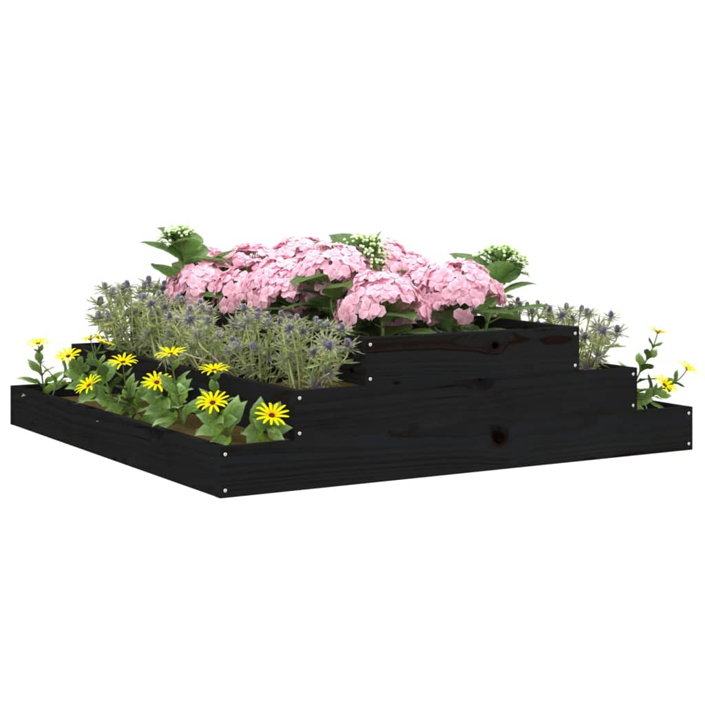 Vidaxl jardinière gros 110x110x27 cm pin solide noir