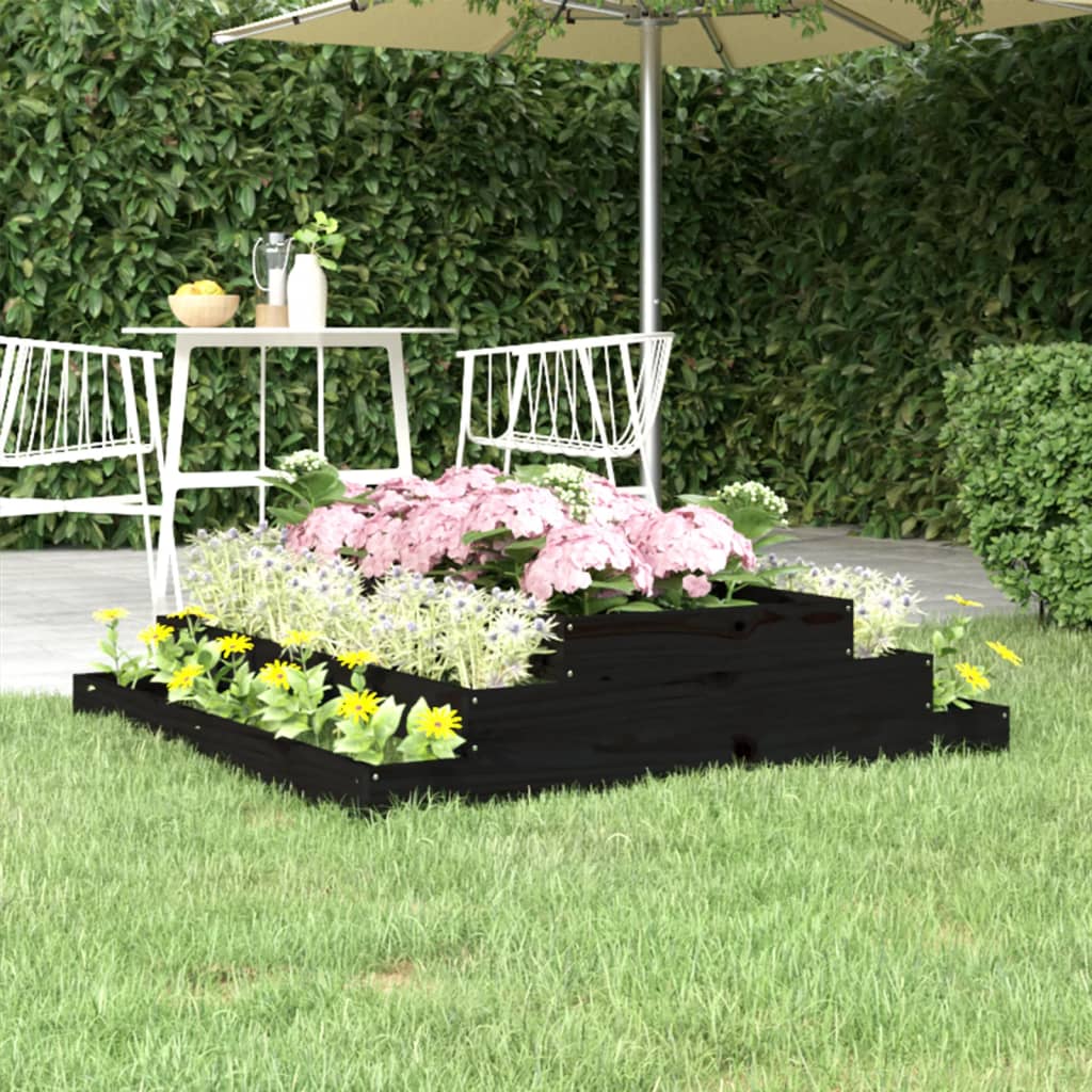 Vidaxl jardinière gros 110x110x27 cm pin solide noir