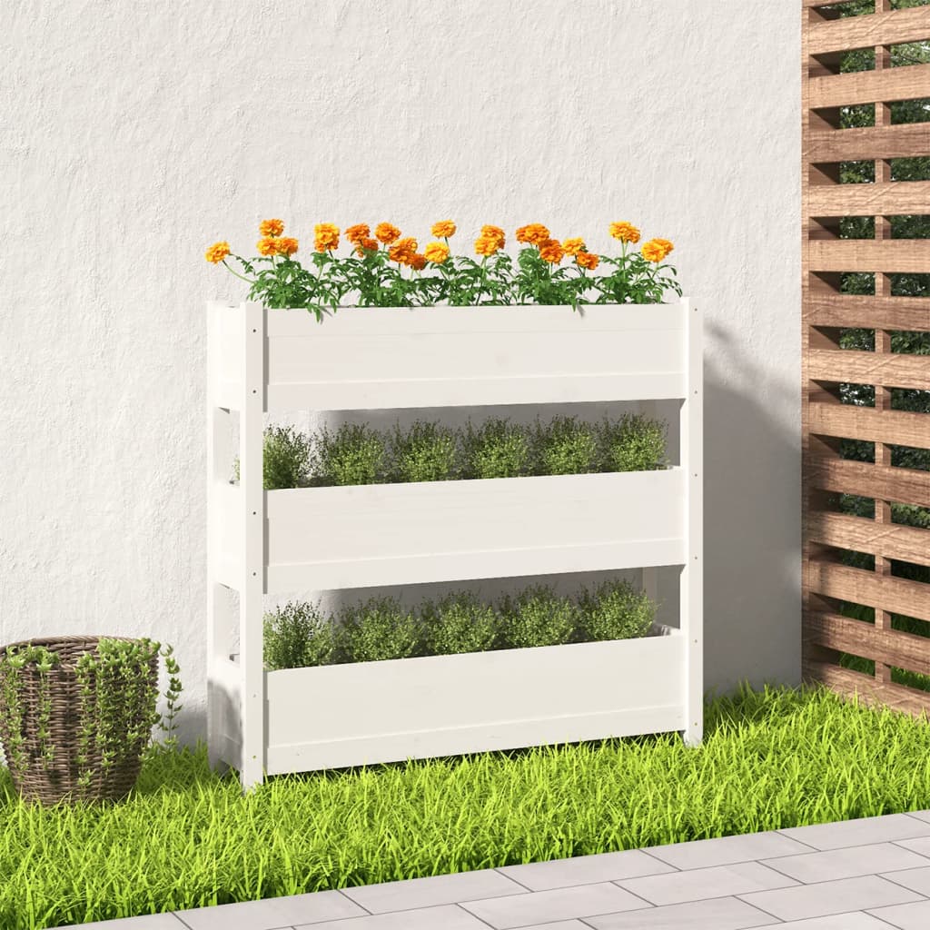 Vidaxl Planning Box 112x25x104.5 cm Pine solide blanc