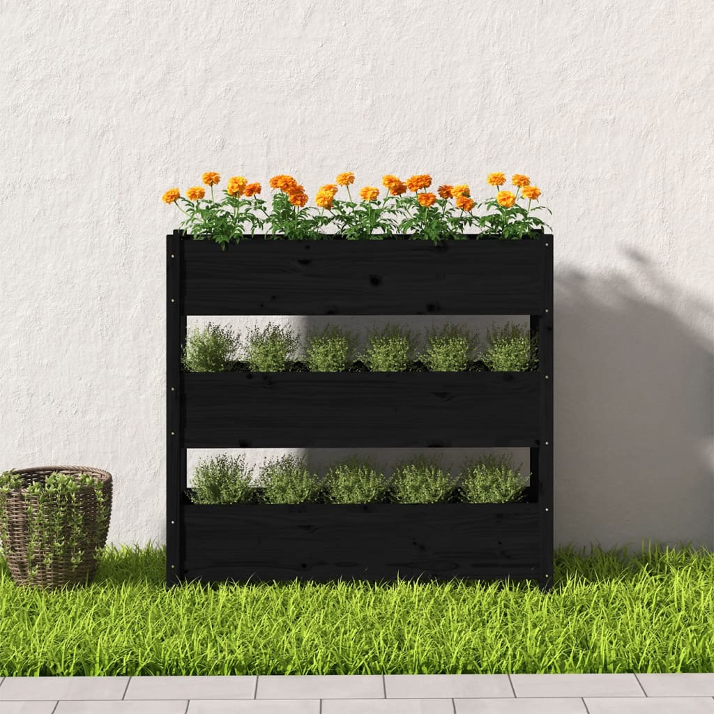 Vidaxl Planning Box 112x25x104.5 cm Pine solide noir