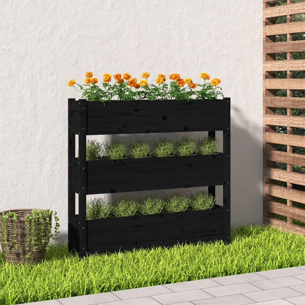 Vidaxl Planning Box 112x25x104.5 cm Pine solide noir