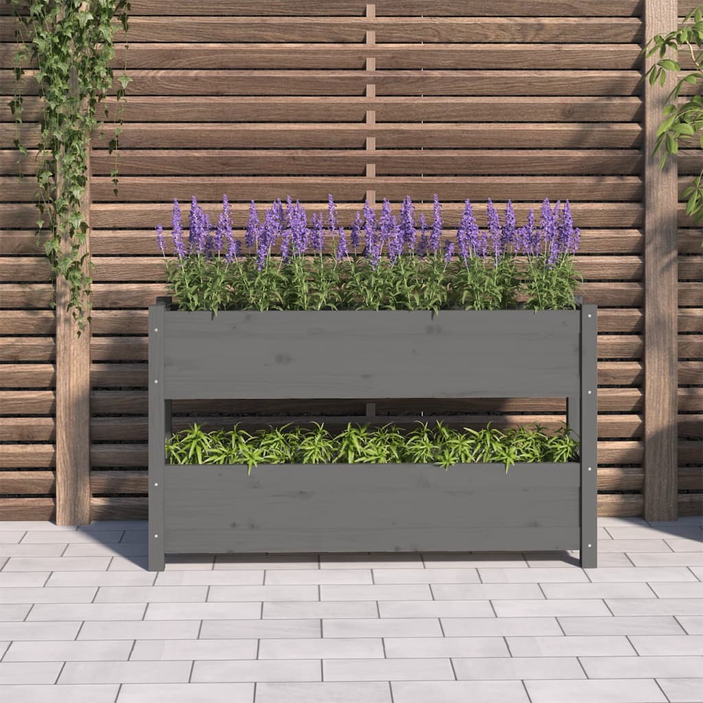 Boîte de planification de Vidaxl 112x25x66 cm Gris de pin solide