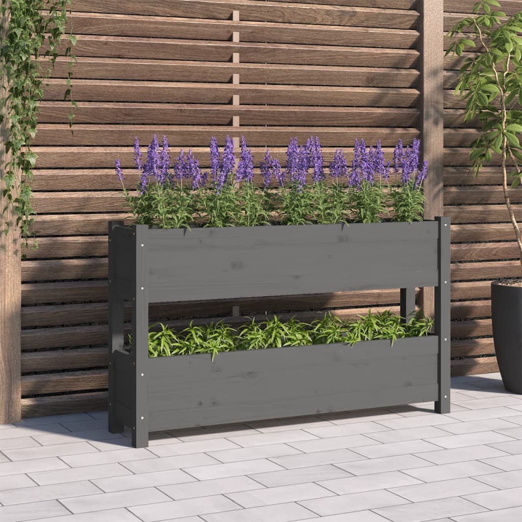 Boîte de planification de Vidaxl 112x25x66 cm Gris de pin solide