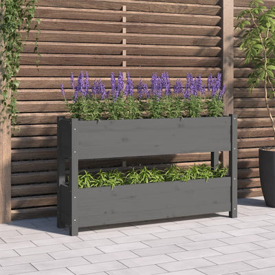 Boîte de planification de Vidaxl 112x25x66 cm Gris de pin solide
