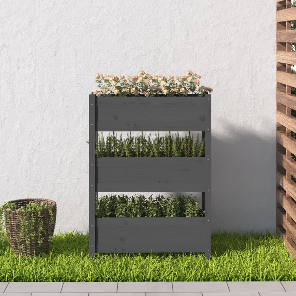 Vidaxl Planning Box 77x25x104.5 cm Gris de pin solide