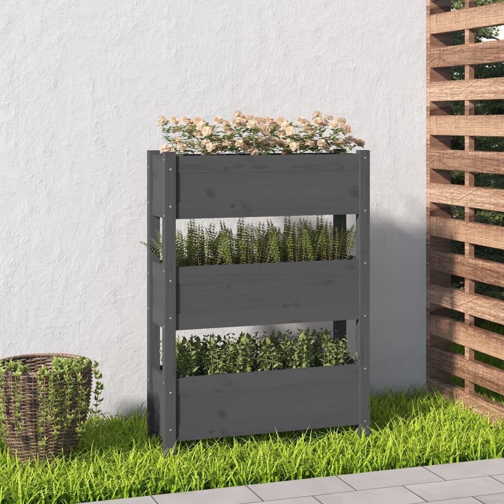 Vidaxl Planning Box 77x25x104.5 cm Gris de pin solide
