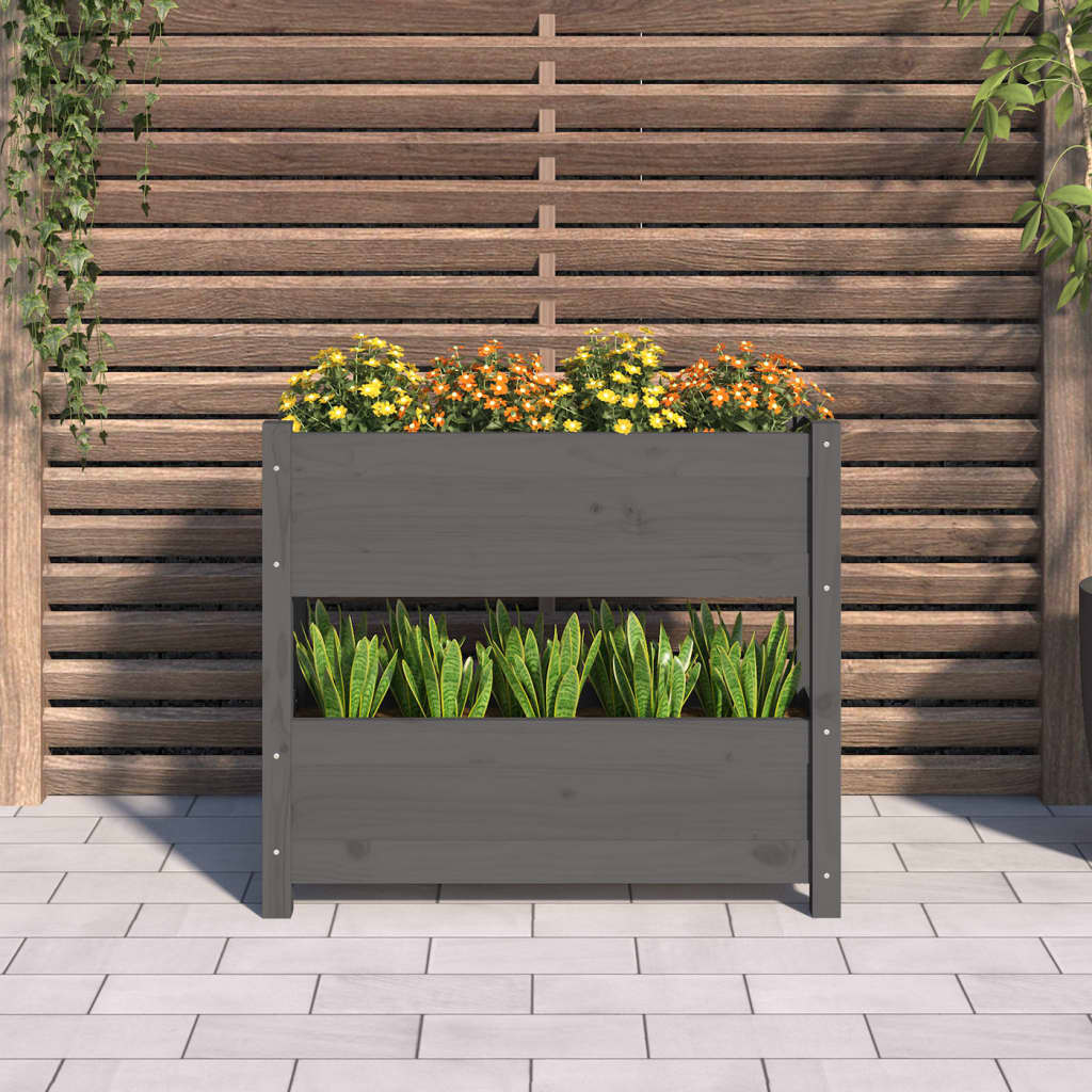 Boîte de planification Vidaxl 77x25x66 cm Gris de pin massif