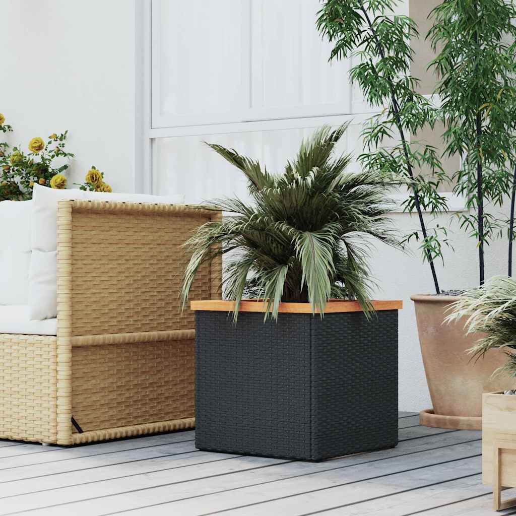 Boîte de planification Vidaxl 40x40x40 cm Poly Rattan Black