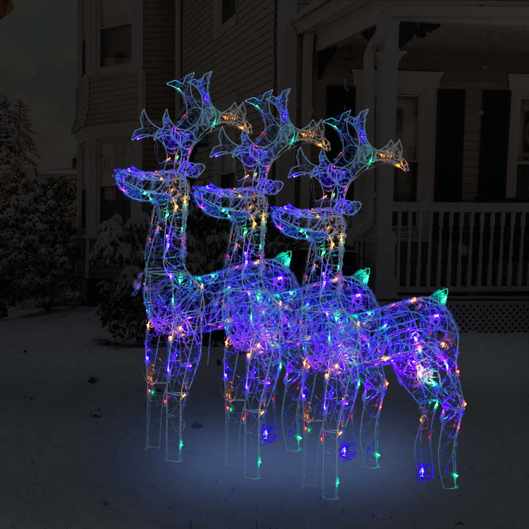Vidaxl Christmas Decorations Reindeer 3 PCS 60x16x100 cm acrylique