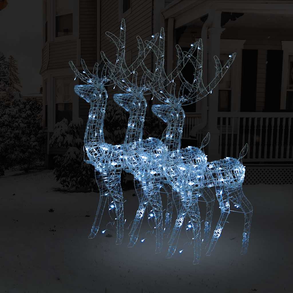 Vidaxl Christmas Decorations Reindeer 3 PCS 120 cm acrylique froid blanc