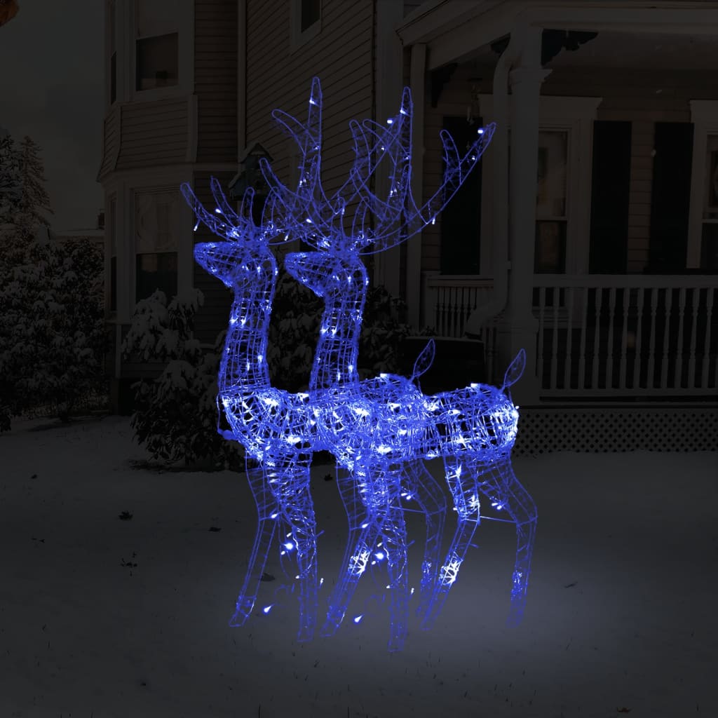 Vidaxl Christmas Decorations Reindeer 2 PCS 120 cm Bleu acrylique