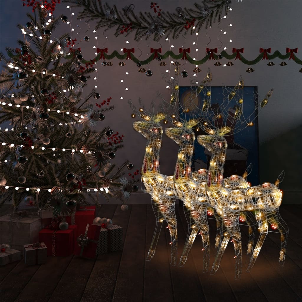 Vidaxl Christmas Decorations Reindeer 3 St Multi-Colord 120 cm Acrylique