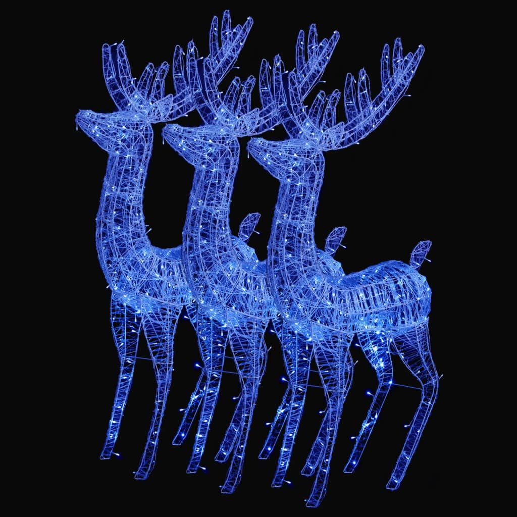 Vidaxl Christmas Decoration Rendeer XXL 3 ST 250 LEDS Bleu 180 cm acrylique