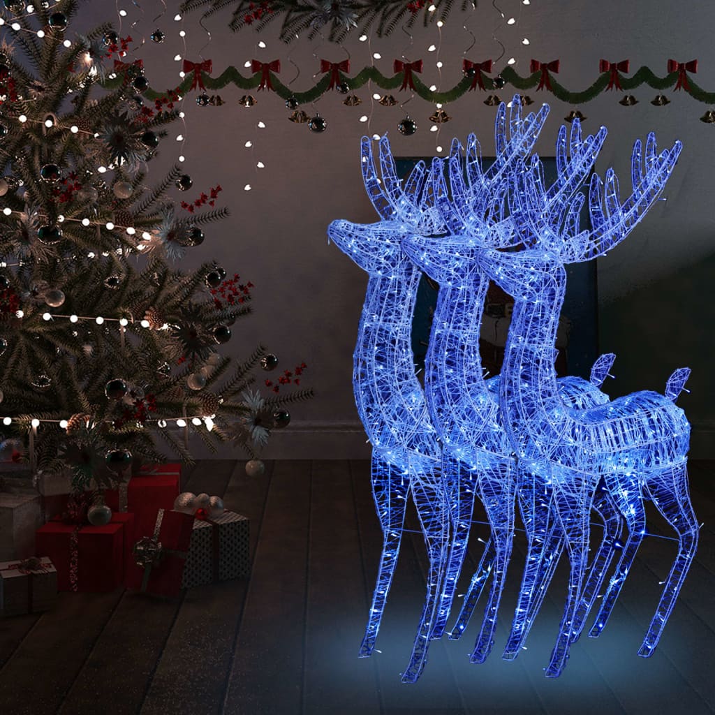 Vidaxl Christmas Decoration Rendeer XXL 3 ST 250 LEDS Bleu 180 cm acrylique