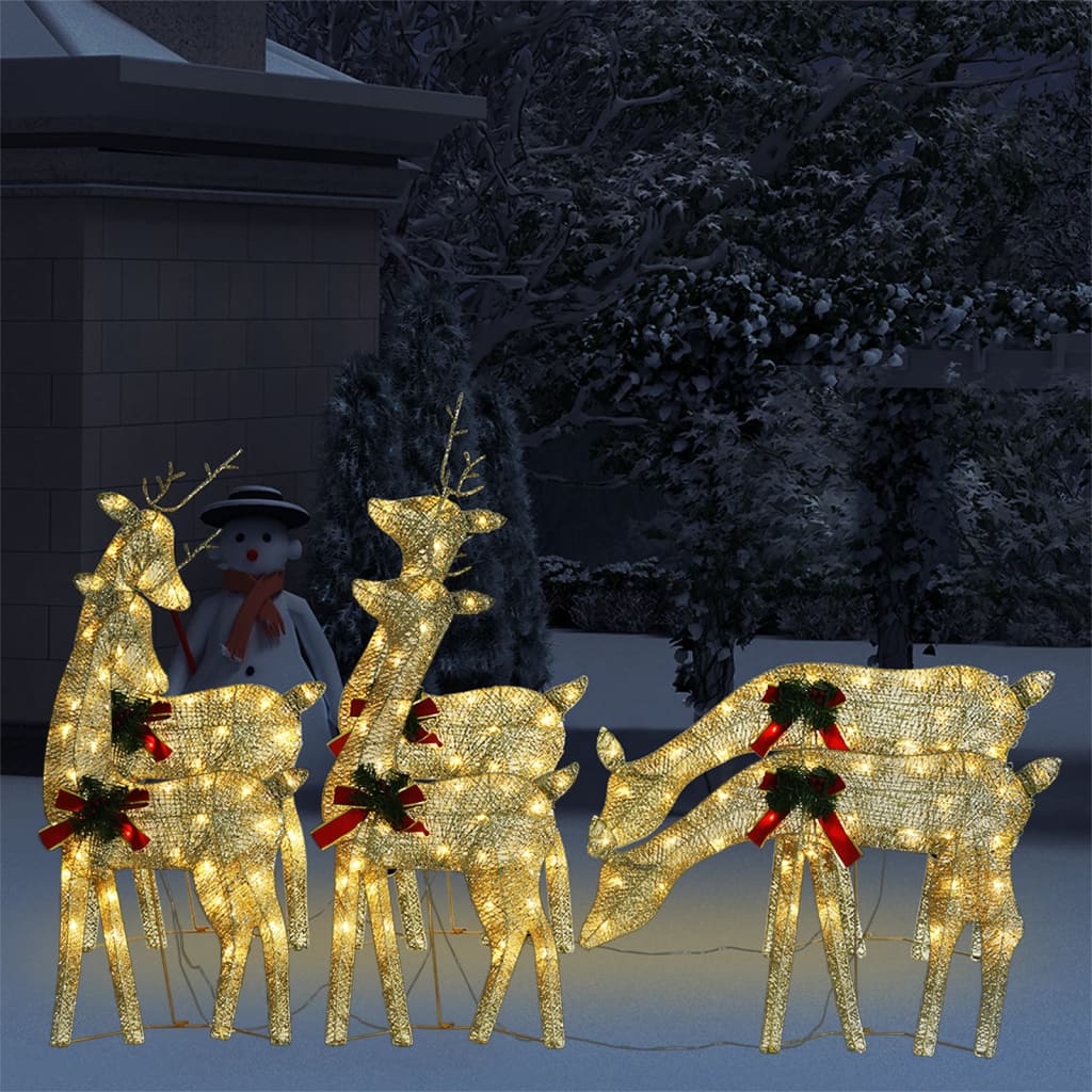 Vidaxl Christmas Animals 6 St chaude blanc maille or colored