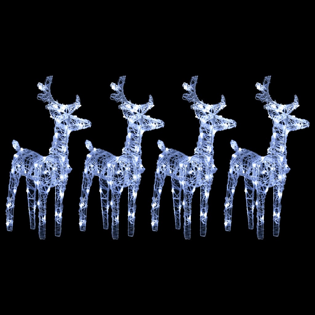 Vidaxl Christmas Animals 4 St 160 LEDS acrylique blanc froid blanc
