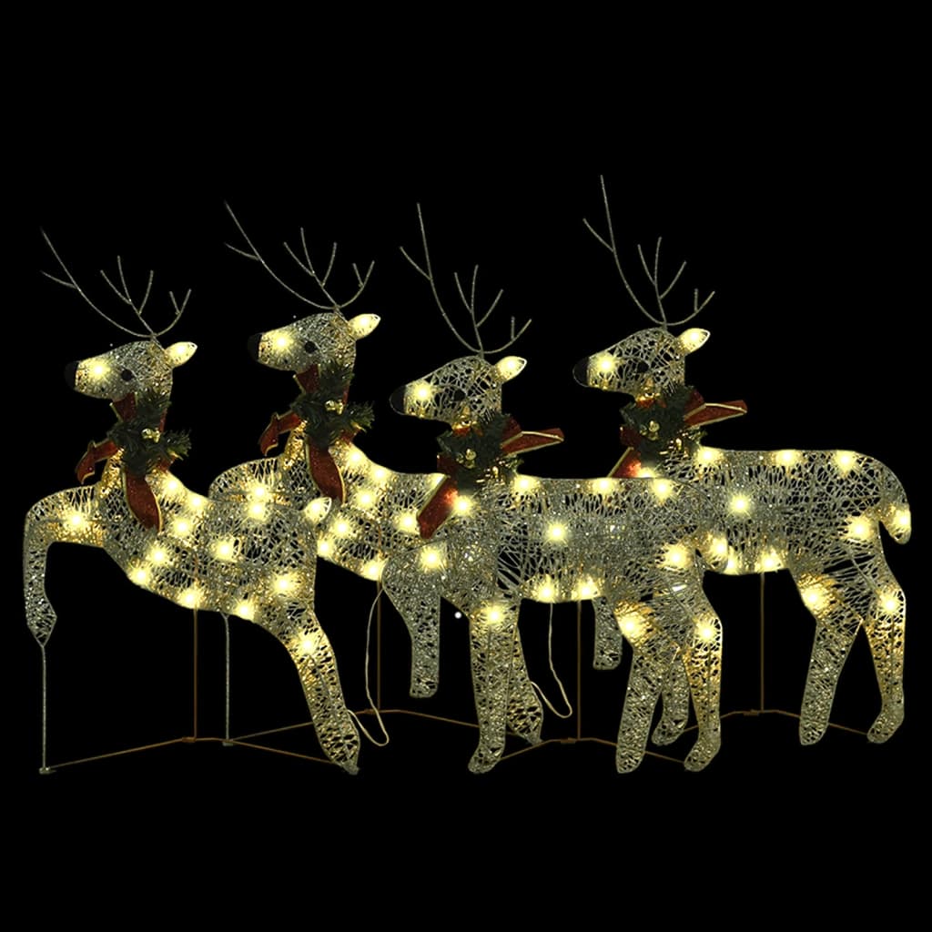 Vidaxl Christmas Animals 4 St 80 LEDS Gold colored