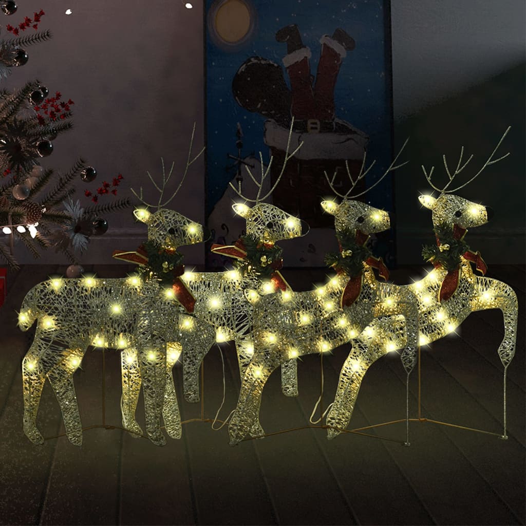 Vidaxl Christmas Animals 4 St 80 LEDS Gold colored