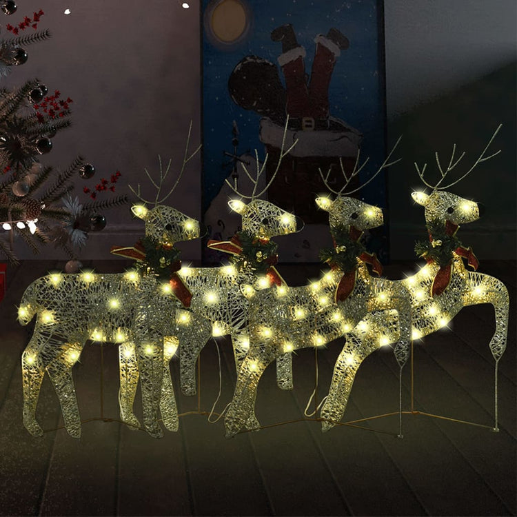 Vidaxl Christmas Animals 4 St 80 LEDS Gold colored