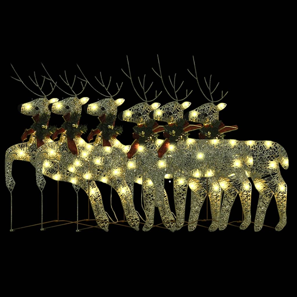 Vidaxl Christmas Animals 6 st 120 LEDS Gold colored