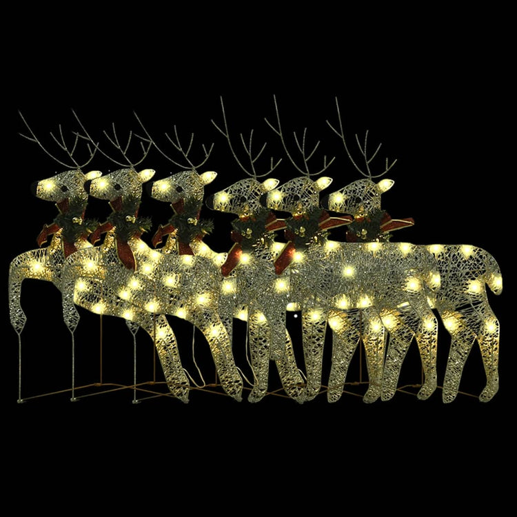 Vidaxl Christmas Animals 6 st 120 LEDS Gold colored
