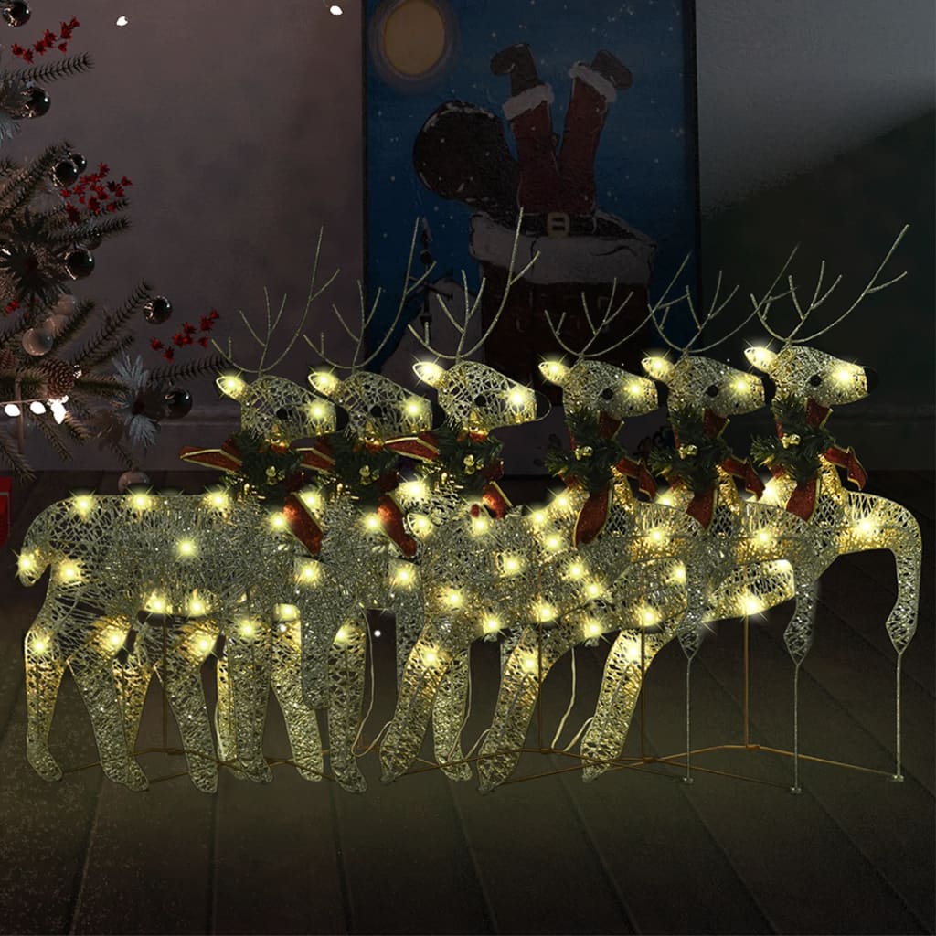 Vidaxl Christmas Animals 6 st 120 LEDS Gold colored