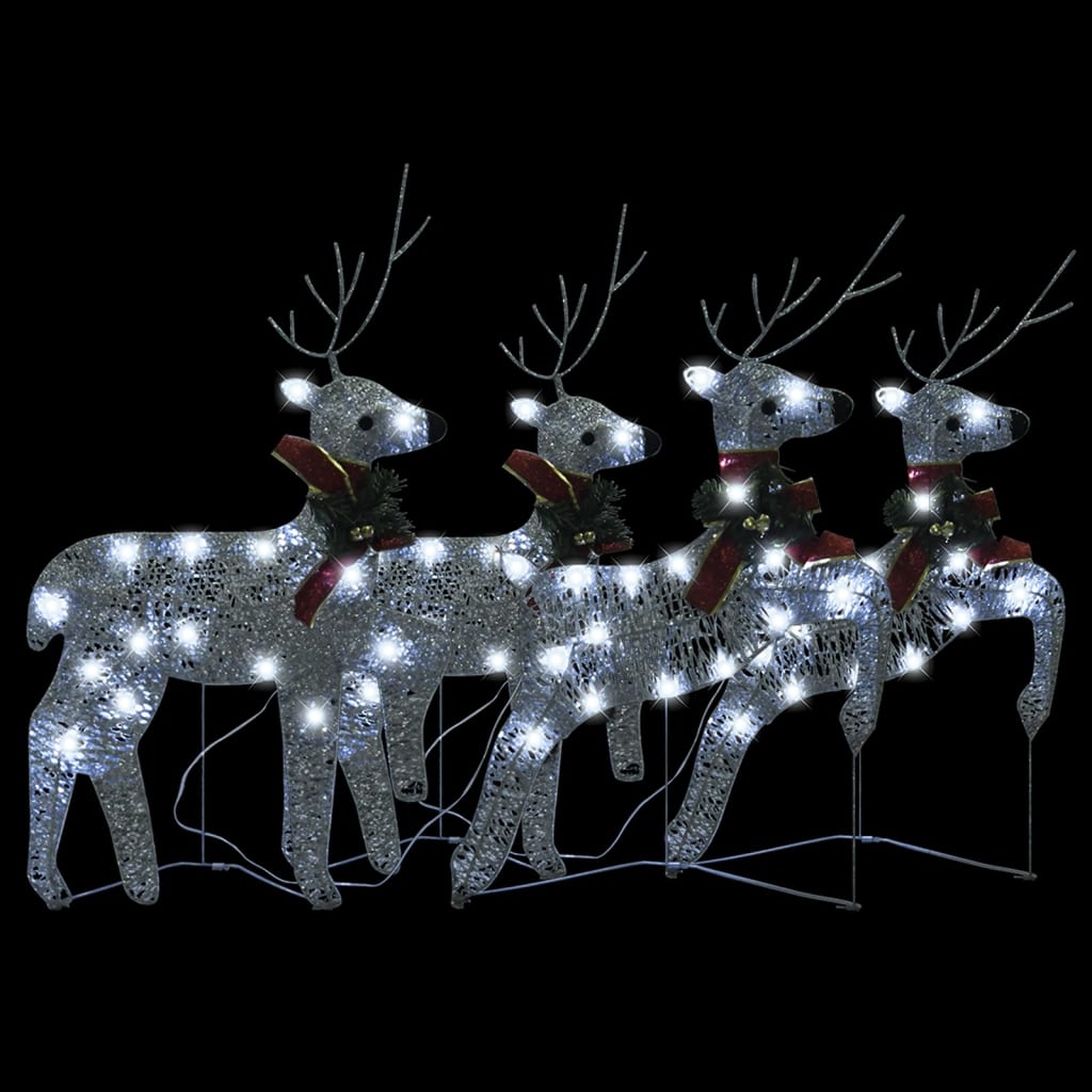 Vidaxl Christmas Animals 4 St 80 LEDS Silver Colored