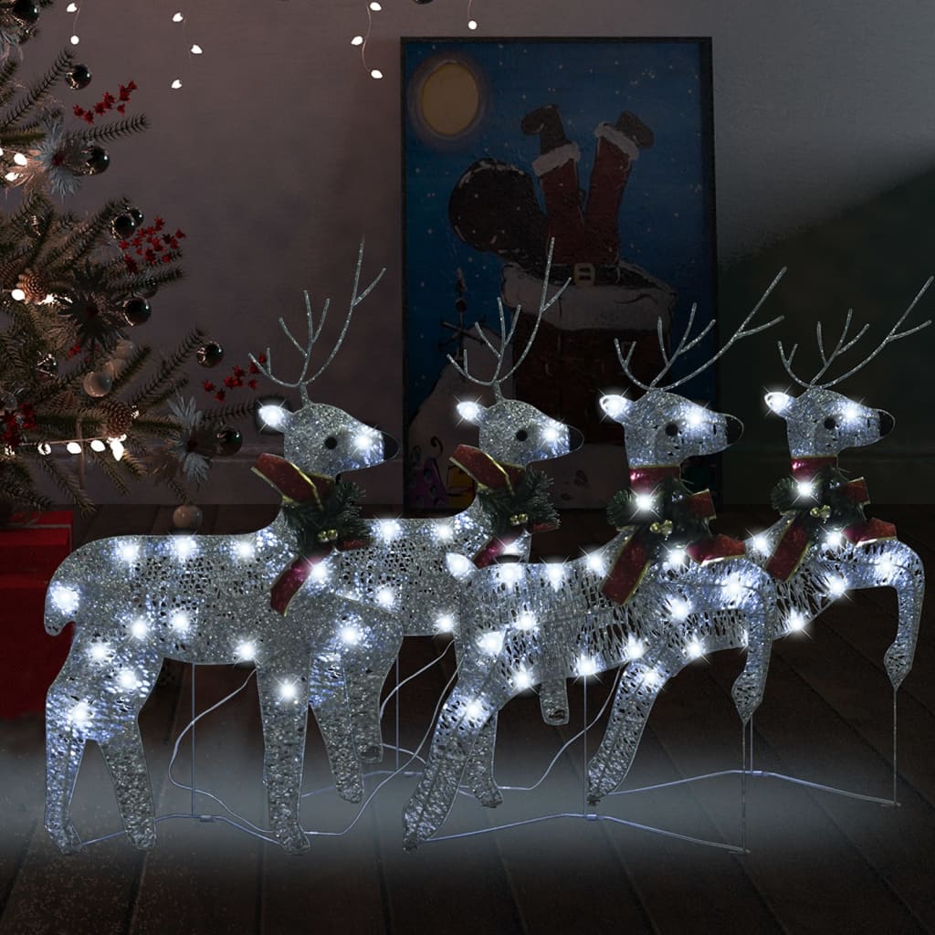 Vidaxl Christmas Animals 4 St 80 LEDS Silver Colored