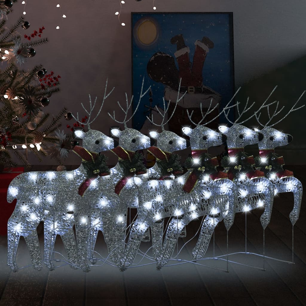 Vidaxl Christmas Animals 6 st 120 LEDS Silver