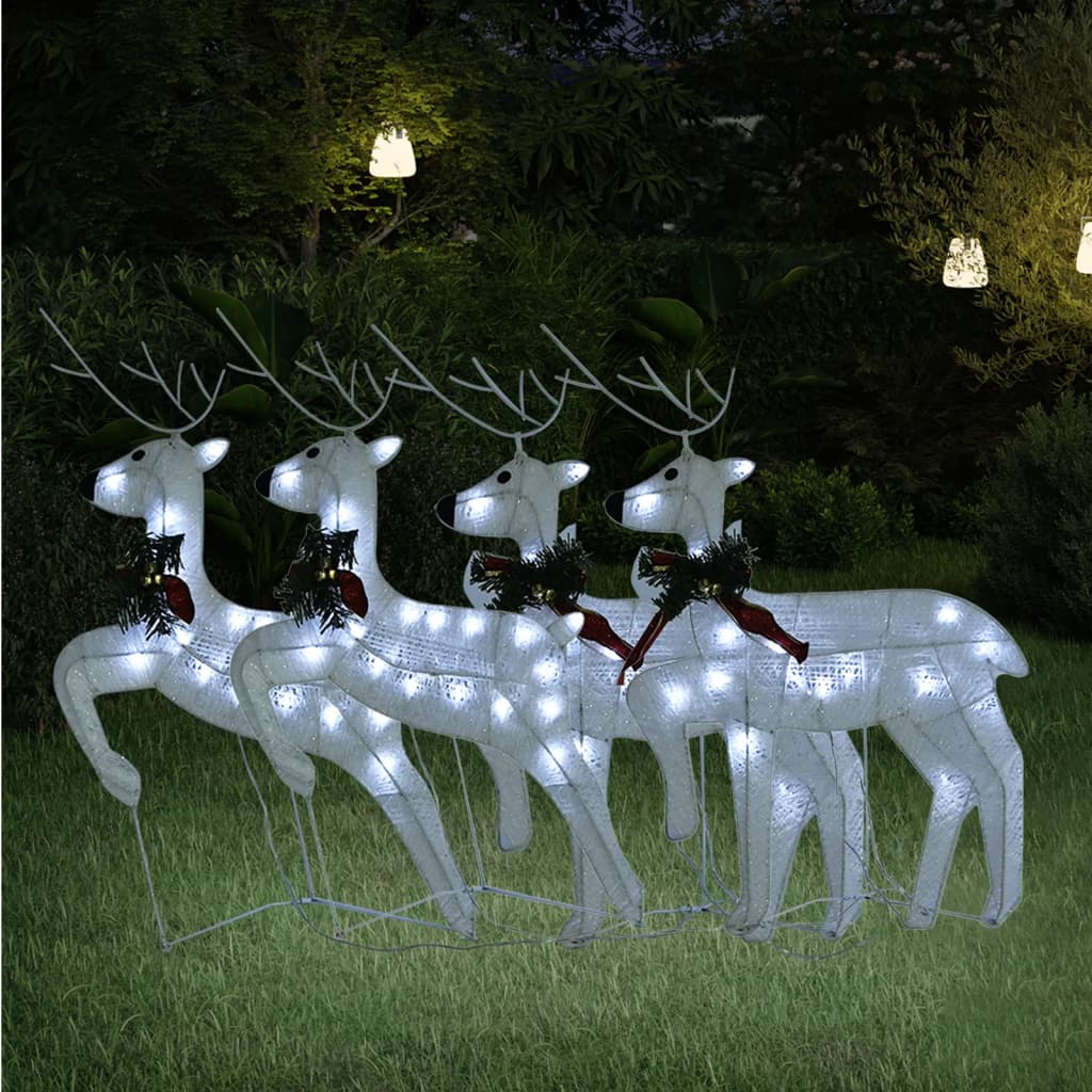 Vidaxl Christmas Animals 4 St 80 LEDS blanc