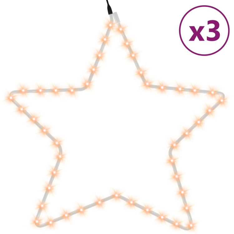 Vidaxl Christmas Figures Stars avec 48 LEDS 3 ST 56 cm White chaud