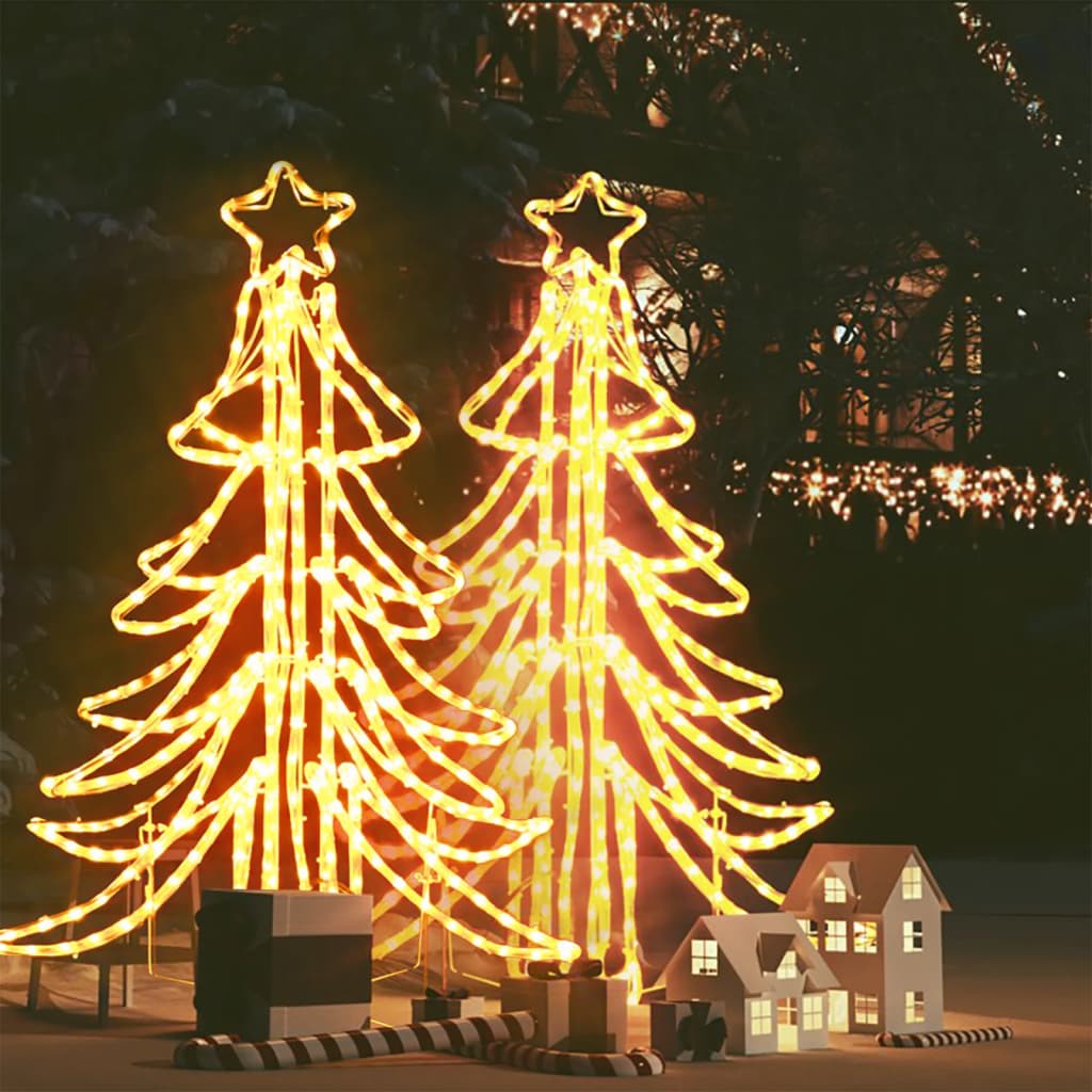 Vidaxl Christmas Figure Boom 2 PCS pliable avec les LED 87x87x93 cm blanc chaud