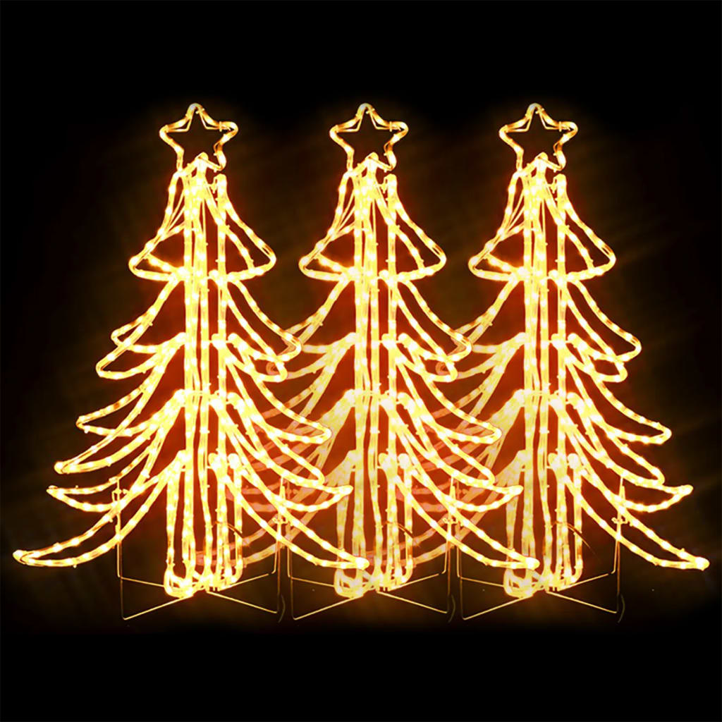 Vidaxl Christmas Figure Boom 3 PCS pliable avec LEDS 87x87x93 cm blanc chaud