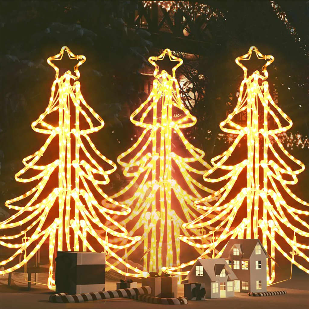 Vidaxl Christmas Figure Boom 3 PCS pliable avec LEDS 87x87x93 cm blanc chaud
