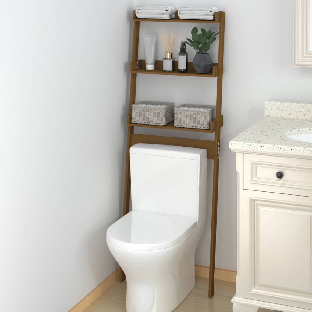 Rack de toilettes Vidaxl 63.5x32x179 cm Pine solide Honey Brown