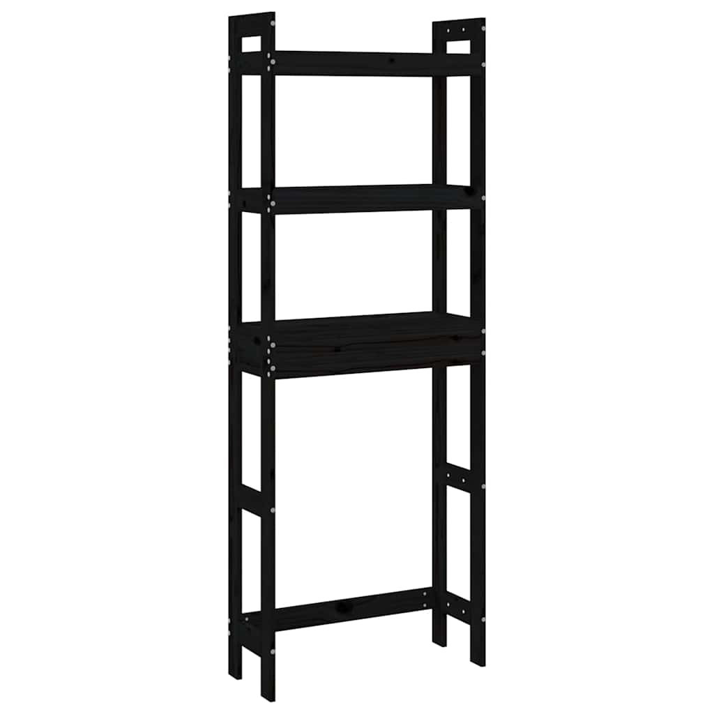 Rack de toilettes Vidaxl 63x26x171 cm Pine solide en pin noir