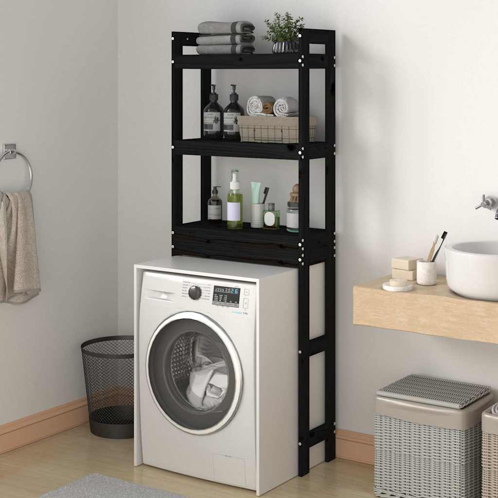 Rack de toilettes Vidaxl 63x26x171 cm Pine solide en pin noir