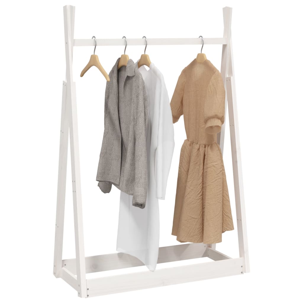 Rack de vêtements Vidaxl 100x45x150 cm en pin massif blanc