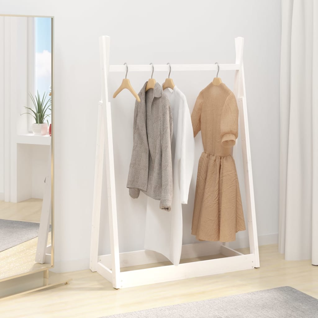 Rack de vêtements Vidaxl 100x45x150 cm en pin massif blanc