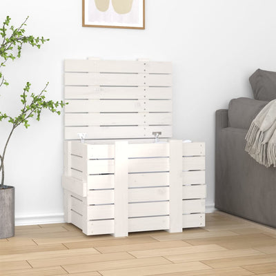 Boîte de rangement Vidaxl 58x40.5x42 cm Pine solide blanc
