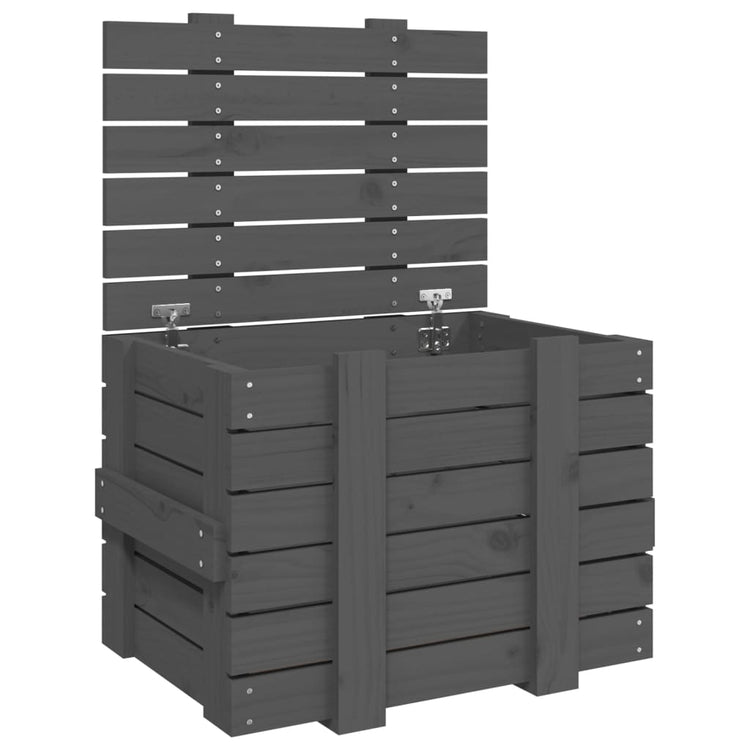 Boîte de rangement Vidaxl 58x40.5x42 cm Gris de pin solide