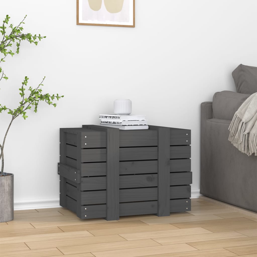 Boîte de rangement Vidaxl 58x40.5x42 cm Gris de pin solide