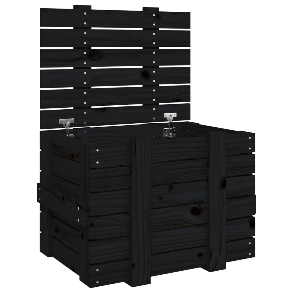 Boîte de rangement Vidaxl 58x40.5x42 cm Bois de pin solide noir