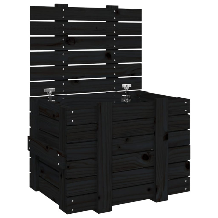 Boîte de rangement Vidaxl 58x40.5x42 cm Bois de pin solide noir