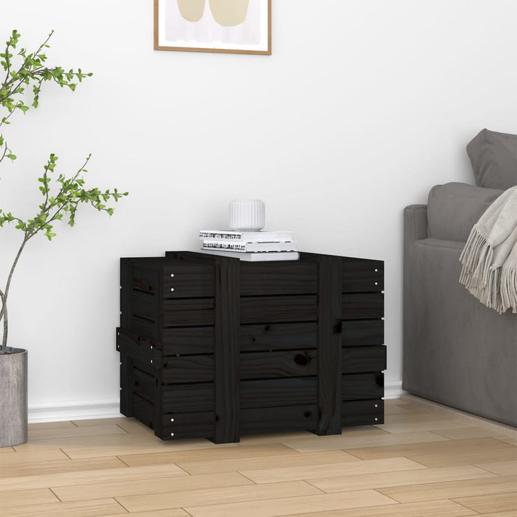 Boîte de rangement Vidaxl 58x40.5x42 cm Bois de pin solide noir
