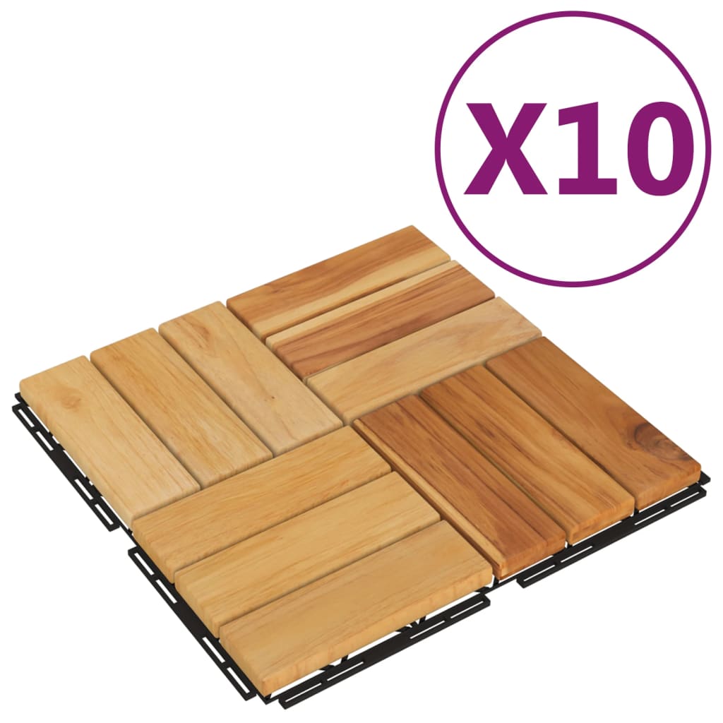 Carreaux de terrasse vidaxl 10 pcs 30x30 cm en bois solide en bois
