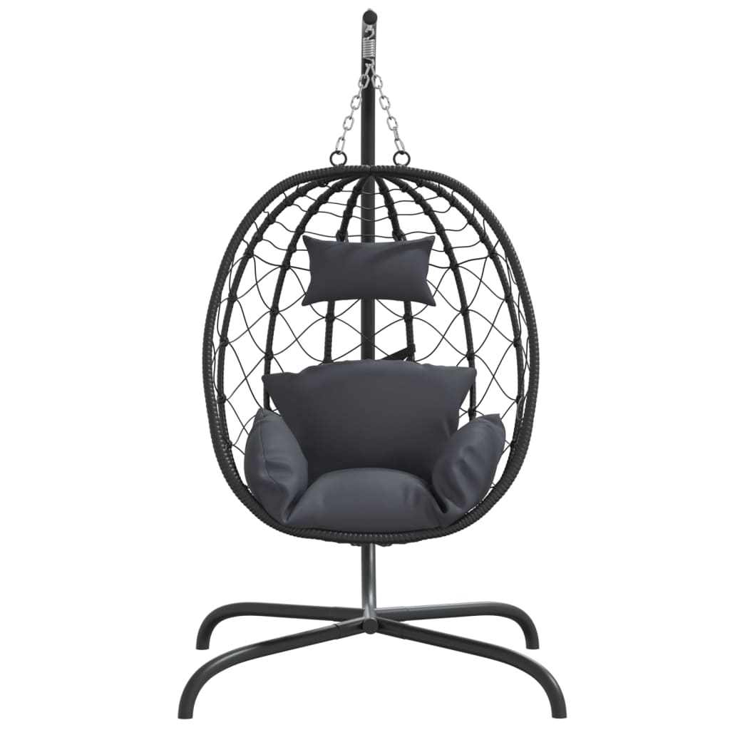 Vidaxl chaise suspendue avec oreiller en rotin poly et en acier anthracite -colored