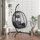 Vidaxl chaise suspendue avec oreiller en rotin poly et en acier anthracite -colored